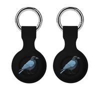 Crow Protective Case Compatible for Airtag Shockproof Case Cover with Keychain 2PCS