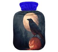Crow Pumpkin Halloween Black Hot Water Bottle with Cover for Pain Relief Hot Water Bed Warmer for Sports Injuries, 1L