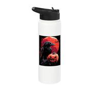 Crow Pumpkin Halloween Scary Creepy Spooky Halloween Raven Stainless Steel Insulated Water Bottle