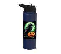 Crow Pumpkin Halloween Scary Creepy Spooky Halloween Raven Stainless Steel Insulated Water Bottle