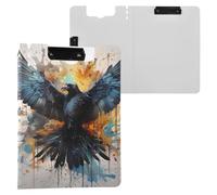 Crow Raven Corbie Clipboard a4 Clip Board Foldover Document Folder Files for Paperwork with Clips Lightweight Plastic