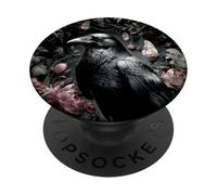 Crow Raven Dark Gothic Floral Stone Aesthetic PopSockets Adhesive PopGrip