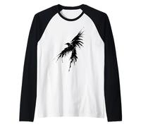 Crow Raven Flying Bird Gothic Nature Black Design Raglan Baseball Tee