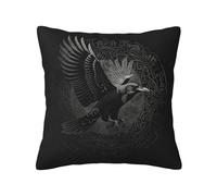 Crow Raven Gothic Viking Celtic Design Black Throw Pillow Case 18x18 Inches Square Cushion Covers Decor Pillowcase For Sofa Bed Chair Living Room