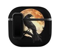 Crow Raven Moon Earphone Case Cover Compatible with AirPods 4 Buckle Black Edge