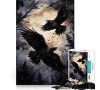 Crow Ravens Ink Jigsaw Puzzle 1000 Piece for Adults Tension Relief FreeTime Game Playful Challenge (38x52cm)