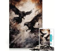 Crow Ravens Ink Jigsaw Puzzles1000 Pieces Leisure Game Smooth Connection Fun Activity Night Activity (50x75cm)