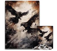 Crow Ravens Ink Puzzles for 1000 Piece Wooden Puzzles for Teenager Families Perfect DIY Decor BrainTeasing Challenge 1000 PCS(75x50cm)