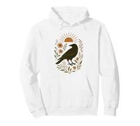 Crow Rising Sun Floral Folk Gothic Aesthetic Pullover Hoodie