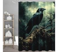 Crow Shower Curtain 55.1x78.7inch, Shower Curtain Dead Wood Design with 12 Plastic Curtains Hooks, Waterproof Bathroom Curtains, Weighted Hem, Washable, Quick Dry, Fall Home Decor, 140x200cm,Model452