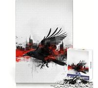 Crow Silhouette And City Puzzles for Adults 1000 Puzzles Memory Build Smooth Connection Home Enjoyable Home Art (38x26cm)