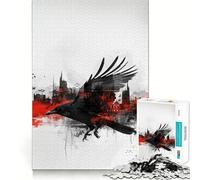 Crow Silhouette And City Puzzles for Adults 1000 Puzzles Memory Build Smooth Connection Home Enjoyable Home Art (38x26cm)