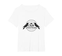 Crow Sisterhood: Regal Corvid Bond for Gothic Enthusiasts T-Shirt, Women's Plus, White, 2X