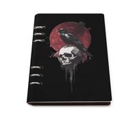 Crow Standing on Skull A5 Notebook Refillable 6 Ring Binder Note Book 90 Pages for Travel Journal