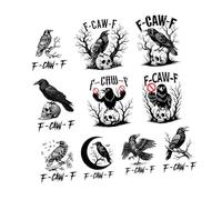Crow Stickers - 10 Pieces Hand-Drawn Graffiti, Crow Decals, Halloween Party Favors | Raven Bird Sticker for Mugs, Laptops, Phones, Computers, Skateboards, Luggage