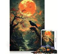 Crow Under Blood Moon Adult Jigsaw Puzzles1000 Pieces DIY Play Perfect Connection Pattern Assemble Art Display (38x26cm)
