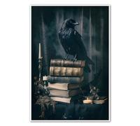 Crow Wall Art Dark Academia Posters Halloween Crow Prints Vintage Gothic Canvas Wall Art Black Crow Pictures Vintage Raven Painting Halloween Raven Art for Living Room Bedeoom Decor 16x24inch No Frame