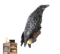 Crow Wall Ornament - Artistic Bird Relief, Hanging Raven Statue, Decorative Resin Figurine | Wisdom Inspired Gothic Wall Element, Unique Textured Feather Sculpture Courtyard Study Chamber Showcase