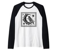 Crow Watchman of The Night Mystic Celestial Gothic Art Crow Raglan Baseball Tee