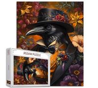 Crow Wearing Hat Jigsaw Puzzle for Adults 1000 Pieces - Animal Flowers Pictures DIY Art Craft Wall Decor - Challenging Family Activity Game Night Handwork Home Decor Unique Gift