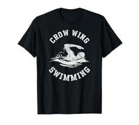 Crow Wing Swimming Retro Distressed Swim Team Graphic T-Shirt