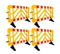 Crowd Control Barrier - 1.5 Meter Yellow Plastic Barricade for Road Safety and Pedestrian Traffic Management - Stackable Safety Fence Ideal for Schools, Universities, and Events (4)