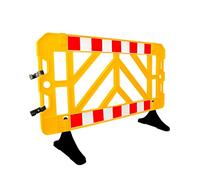 Crowd Control Barrier - 1.5 Meter Yellow Plastic Barricade for Road Safety and Pedestrian Traffic Management - Stackable Safety Fence Ideal for Schools, Universities, and Events (1)