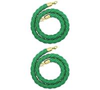 Crowd Control Barriers Queue Line Ropefor, Two Piece Green Braided Stanchion Ropes for The Ceremony, Museums, Crowd Control Rope Barrier with Silver Plated Hooks(G,1.5m/5ft)