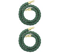 Crowd Control Barriers Queue Line Ropefor, Two Piece Green Braided Stanchion Ropes for The Ceremony, Museums, Crowd Control Rope Barrier with Silver Plated Hooks(Onecolor,2m/6.5ft)