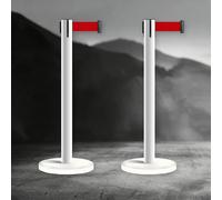 Crowd Control Railing Stanchions for Queue Management 9.8FT Line Barrier for Theaters Airports Hotels Public Events & Exhibits (White)