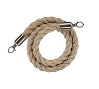 Crowd Control Rope - 2.0m Hemp Barrier with Hooks Queue Line Cord for Posts Silver Safety Barrier Line for Event Management and Outdoor Use