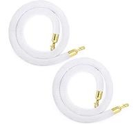 Crowd Control Rope,Queue Barrier Ropes, Ropes 2-Pack Crowd Control Rope Barriers with Gold Color Hooks, Velvet Stanchion Rope for Banks Shop Restaurants Theaters, 9.8/8.2/6.5/4.9 Ft(White,2m/6.6ft)
