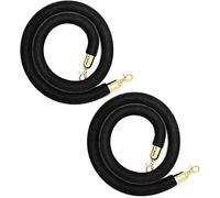 Crowd Control Rope,Queue Barrier Ropes, Ropes 2-Pack Crowd Control Rope Barriers with Gold Color Hooks, Velvet Stanchion Rope for Banks Shop Restaurants Theaters, 9.8/8.2/6.5/4.9 Ft(Black,3m/9.8ft)