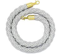 Crowd Control Rope Stanchion - 1.5m Twisted Hemp Barrier Belt Silver Color 3.2cm Width Queue Management for Events Exhibitions & Venues