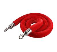 Crowd Control Rope with Hooks - 2.7m Red Barrier Cord for Event Queue Management Ideal for Hotels Parties and Restaurants - Durable & Stylish S-Shaped Design