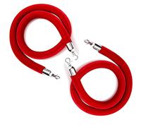 Crowd Control Rope2 PackBarrier Rope with Silver Hooks for Event Queue Management Red Color 2ft/60cmIdeal for Parties and Gatherings