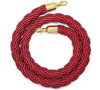 Crowd Control Ropes, Braided Hemp Rope Barrier Stanchion Rope with Polished Gold Hooks Multiple Sizes Multicolor(Red,6ft/185cm)
