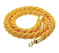 Crowd Control Ropes, Braided Hemp Rope Barrier Stanchion Rope with Polished Gold Hooks Multiple Sizes Multicolor(Yellow,7ft/215cm)
