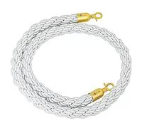 Crowd Control Ropes, Crowd Control Rope Barrier Stanchion Hemp Rope with Gold Hook White 2-10ft Pack of 1/2/4(1 Piece,2ft/60cm)