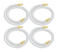 Crowd Control Ropes, Crowd Control Rope Barrier Stanchion Hemp Rope with Gold Hook White 2-10ft Pack of 1/2/4(4 Pcs,2ft/60cm)