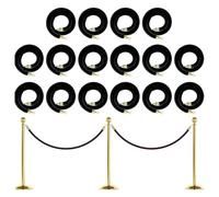 Crowd Control Ropes, Crowd Control Stanchion Rope Velvet with Gold Hooks Black Multiple Sizes Pack of 16(6ft/185cm)