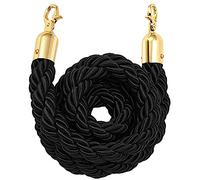 Crowd Control Ropes, Nylon Barrier Rope with 2 Stainless Steel Hooks 3.2cm Diameter 100-305cm Multicolor(Black,8ft/245cm)