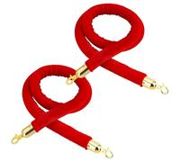 Crowd Control Ropes, Pack of 2 Red Velvet Crowd Control Queue Barrier Rope with Gold Snap Hooks 150cm 4.9ft