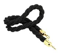Crowd Control Ropes, Queue Barrier Crowd Control Rope with Gold Hooks Black 2-10 ft(5ft/155cm)
