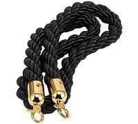 Crowd Control Ropes, Queue Barrier Rope with Hooks Braided Hemp Black Rope with Gold and Silver Hooks Multiple Sizes(Gold Hook,4ft/120cm)