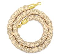 Crowd Control Ropes, Stanchion Rope with Gold Hooks Beige Hemp Multiple Sizes(5ft/155cm)