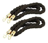 Crowd Control Ropes, Twisted Queue Rope Pack of 2 Black with Multicolor Hooks (2-10) ft(Gold Hook,2ft/60cm)