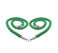 Crowd Control Ropes, Twisted Queue Stanchion Rope Braided Hemp with Metal Hooks Multiple Sizes (2-10ft) Green Rope with Silver or Gold Hooks Pack of 1(Silver Hook,10ft/305cm)