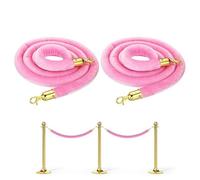 Crowd Control Ropes, Velvet Stanchion Rope Crowd Control Barrier Pack of 2 Pink 60cm to 185cm(4.9ft/150cm)
