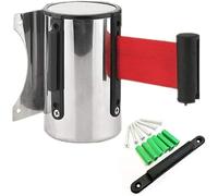Crowd Control Stainless Steel Wall Mount Retractable Barrier Belt Red 5M
